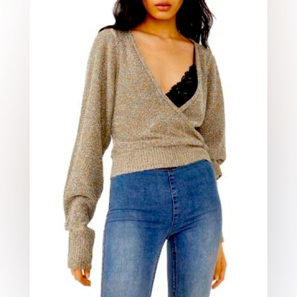 Free People Going For Gold Sweater Size M